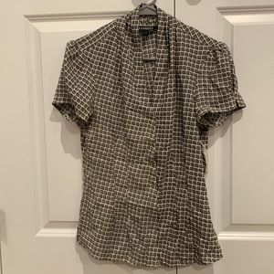 Express Button Down T-shirt - black/cream - size small